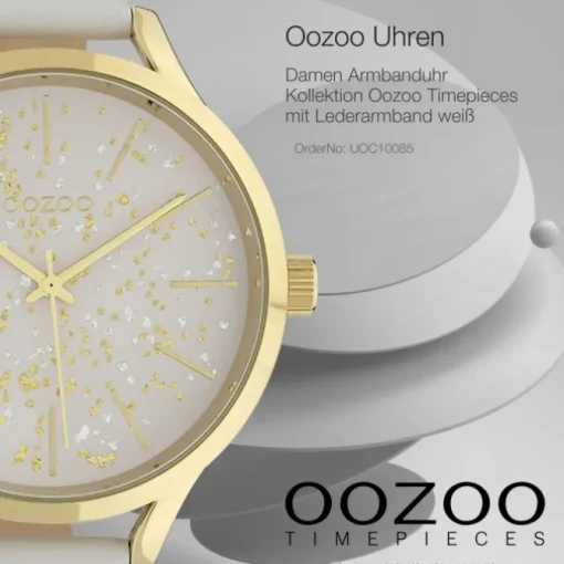 Oozoo Damen Armbanduhr Timepieces C10085 Quarzwerk Leder weiß UOC10085