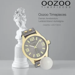 Oozoo Damen Armbanduhr Timepieces Analog Leder dunkelgrau UOC1084A