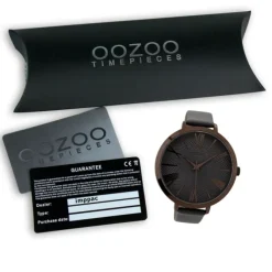 Oozoo Damen Armbanduhr Timepieces Analog Leder dunkelgrau UOC9217A