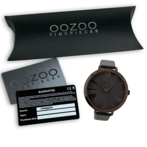 Oozoo Damen Armbanduhr Timepieces Analog Leder dunkelgrau UOC9217A