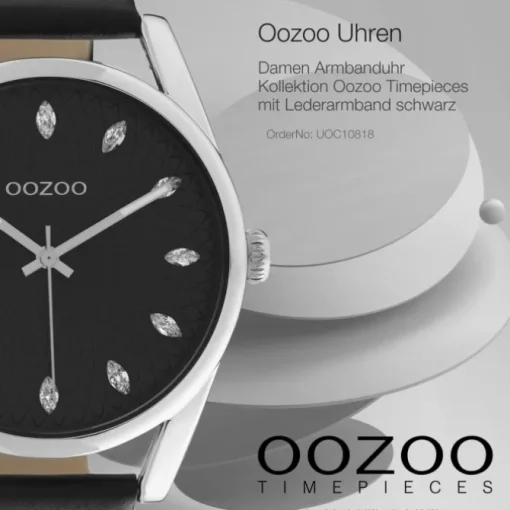 Oozoo Damen Armbanduhr Timepieces C10818 Analog Leder schwarz UOC10818