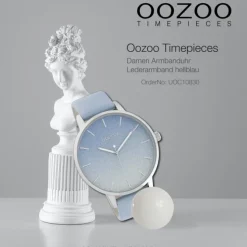 Oozoo Damen Armbanduhr Timepieces C10830 Analog Leder hellblau UOC10830