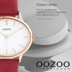 Oozoo Damen Armbanduhr Timepieces C10942 Analog Leder rot UOC10942