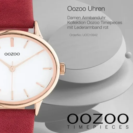 Oozoo Damen Armbanduhr Timepieces C10942 Analog Leder rot UOC10942