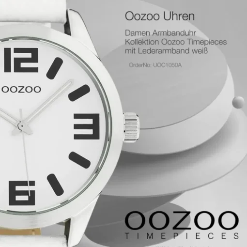 Oozoo Damen Armbanduhr Timepieces Analog Leder weiß UOC1050A