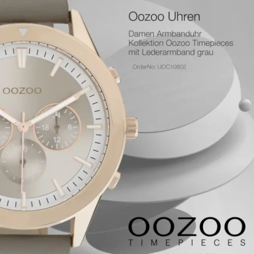 Oozoo Damen Armbanduhr Timepieces C10802 Analog Leder grau UOC10802