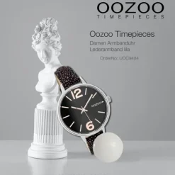 Oozoo Damen Armbanduhr Timepieces C9484 38mm Leder lila schwarz UOC9484