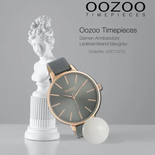 Oozoo Damen Armbanduhr Timepieces C10713 Analog Leder blaugrau UOC10713