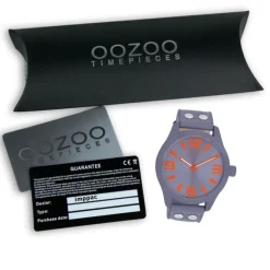 Oozoo Damen Armbanduhr Timepieces Analog Lederband dunkelgrau graublau UOC00900