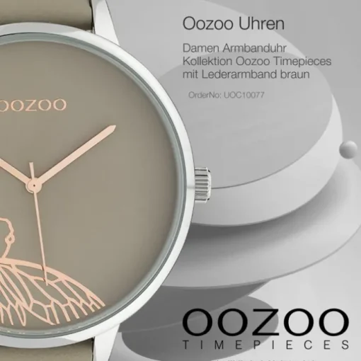 Oozoo Damen Armbanduhr Timepieces C10077 Analog Leder braun beige UOC10077