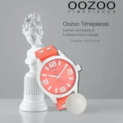 Oozoo Damen Armbanduhr Timepieces Analog Leder orange rot UOC1073A