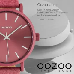 Oozoo Damen Armbanduhr Timepieces Analog Leder rot pink UOC10449