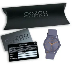 Oozoo Damen Armbanduhr Timepieces Analog Lederband dunkelgrau graublau UOC11456