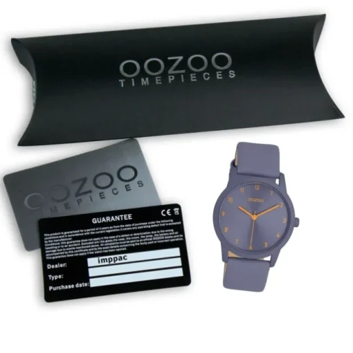 Oozoo Damen Armbanduhr Timepieces Analog Lederband dunkelgrau graublau UOC11456