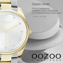Oozoo Damen Armbanduhr Timepieces C10960 Analog Edelstahl silber-gold UOC10960
