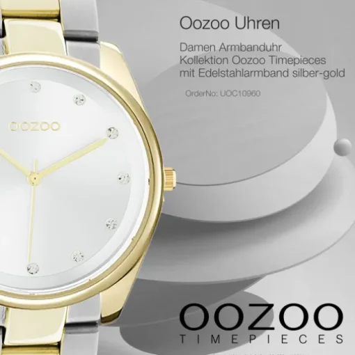 Oozoo Damen Armbanduhr Timepieces C10960 Analog Edelstahl silber-gold UOC10960
