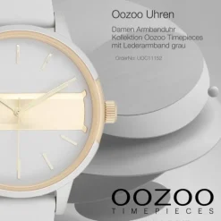 Oozoo Damen Armbanduhr Timepieces Analog Leder grau UOC11152