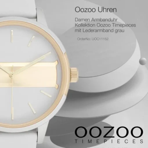 Oozoo Damen Armbanduhr Timepieces Analog Leder grau UOC11152