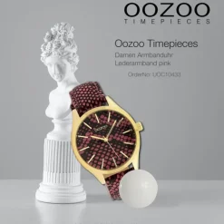 Oozoo Damen Armbanduhr Timepieces Analog Leder pink schwarz UOC10433