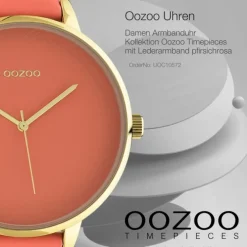 Oozoo Damen Armbanduhr Timepieces Analog Leder pfirsichrosa UOC10572