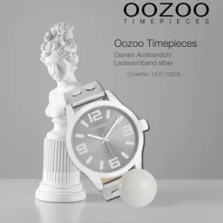 Oozoo Damen Armbanduhr Timepieces Analog Leder silber UOC1082A