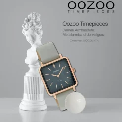 Oozoo Damen Armbanduhr Timepieces Analog Metall dunkelgrau UOC9947A