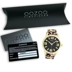 Oozoo Damen Armbanduhr Timepieces Analog Lederband beige schwarz UOC1098A