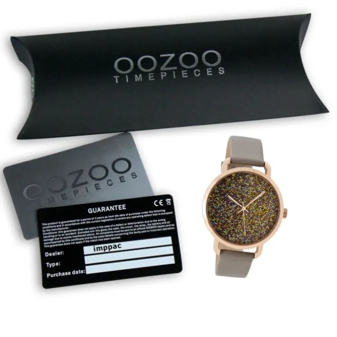 Oozoo Damen Armbanduhr Timepieces Analog Leder taupe grau UOC9103A