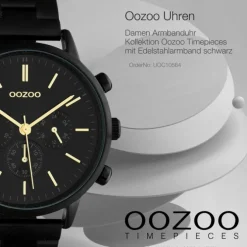 Oozoo Damen Armbanduhr Timepieces C10564 Analog Edelstahl schwarz UOC10564