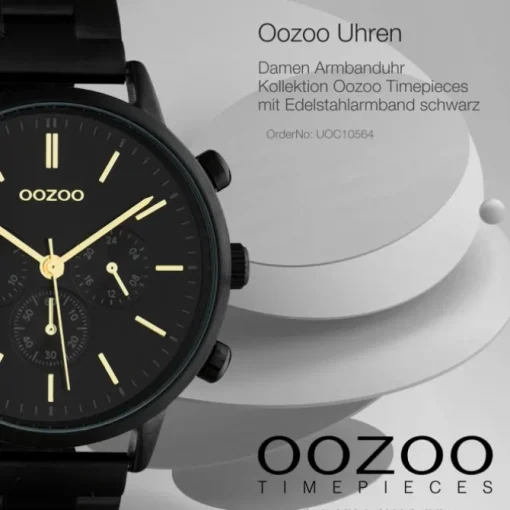 Oozoo Damen Armbanduhr Timepieces C10564 Analog Edelstahl schwarz UOC10564