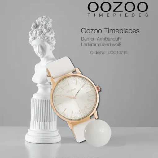 Oozoo Damen Armbanduhr Timepieces C10715 Analog Leder weiß UOC10715