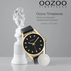 Oozoo Damen Armbanduhr Timepieces Analog Leder schwarz UOC10842
