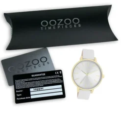 Oozoo Damen Armbanduhr Timepieces Analog Leder hellgrau UOC11290