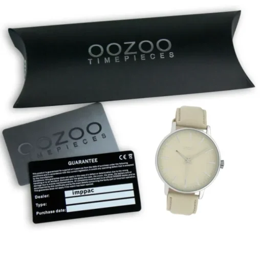 Oozoo Damen Armbanduhr Timepieces Analog Leder hellgrau UOC10041