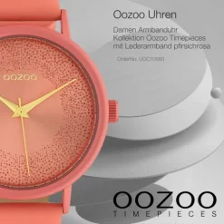 Oozoo Damen Armbanduhr Timepieces Analog Leder pfirsichrosa UOC10580