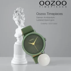 Oozoo Damen Armbanduhr Timepieces Analog Leder grün UOC10582