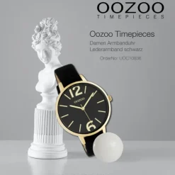Oozoo Damen Armbanduhr Timepieces Analog Leder schwarz UOC10836