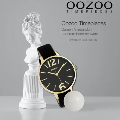 Oozoo Damen Armbanduhr Timepieces Analog Leder schwarz UOC10836