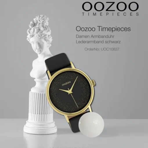 Oozoo Damen Armbanduhr Timepieces Analog Leder schwarz UOC10837
