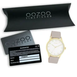 Oozoo Damen Armbanduhr Timepieces Analog Leder hellgrau taupe UOC11327
