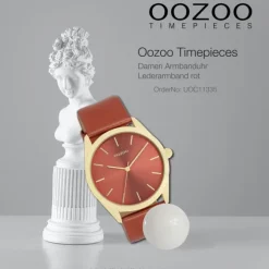 Oozoo Damen Armbanduhr Timepieces Analog Leder rot UOC11335