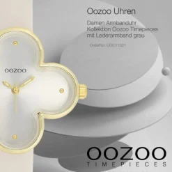Oozoo Damen Armbanduhr Timepieces Analog Lederband grau UOC11521