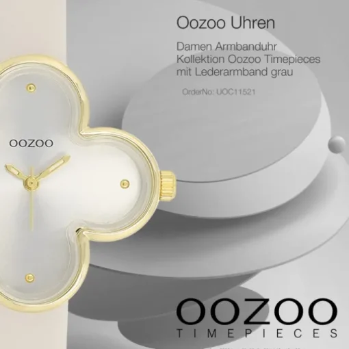 Oozoo Damen Armbanduhr Timepieces Analog Lederband grau UOC11521