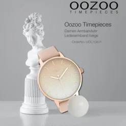 Oozoo Damen Armbanduhr Timepieces Analog Leder beige weiß UOC10831