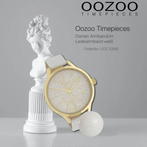 Oozoo Damen Armbanduhr Timepieces C10085 Quarzwerk Leder weiß UOC10085