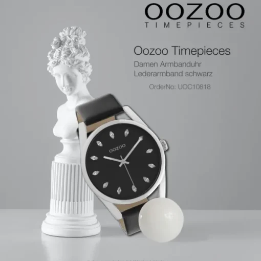 Oozoo Damen Armbanduhr Timepieces C10818 Analog Leder schwarz UOC10818