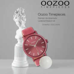 Oozoo Damen Armbanduhr Timepieces Analog Leder rot pink UOC10449
