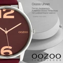 Oozoo Damen Armbanduhr Timepieces C10373 Analog Leder weinrot UOC10373