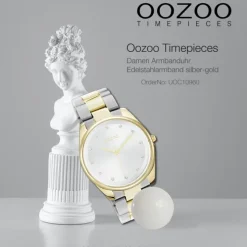 Oozoo Damen Armbanduhr Timepieces C10960 Analog Edelstahl silber-gold UOC10960