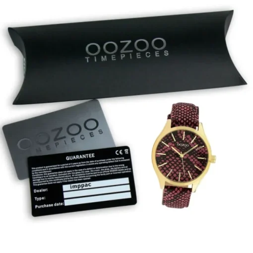 Oozoo Damen Armbanduhr Timepieces Analog Leder pink schwarz UOC10433